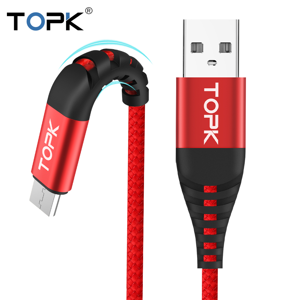 TOPK AN42 1 м 3A Быстрая зарядка USB Micro Type C телефонный кабель для Samsung Xiaomi Huawei Usb кабель
