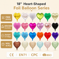 Ballons en aluminium en forme de cœur de 18 pouces, couleurs macaron métallisées, pour la décoration de mariages, anniversaires et demandes en mariage - Vente en gros pour les fêtes