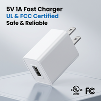 Chargeur mural USB 5V1A LX050100 avec prise américaine, homologué UL FCC PSE, pour téléphone portable, écouteurs, instrument de nettoyage, 5W, Shenzhen Lvxiangyuan