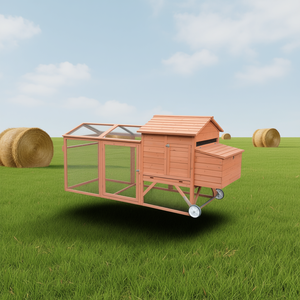 Gallinero de madera duradero con corral y ruedas para aves de corral - Product Image 2