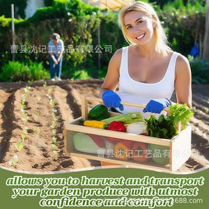 Wooden Storage Basket Rectangle With Wire Mesh Draining Function For Fruit <b>Vegetable</b> Farmhouse Use - Product Image 5