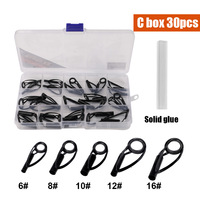 Kit de réparation de canne à pêche en eau salée DIY, anneaux de guidage en céramique noire et acier inoxydable pour canne de pêche en mer, lot de 6 #   8 #   10 #