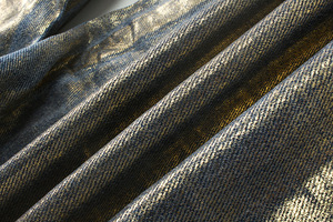 Jeans en denim décontractés à jambe droite, style Y2K, tendance streetwear, hip-hop, effet délavé, bleu métallisé, revêtement laser doré, unisexe, fabrication en usine - Product Image 6