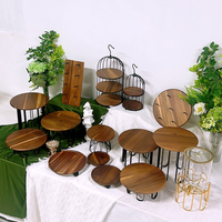 Support de présentation de desserts en bois pour mariage et anniversaire, plateau à pâtisserie en bois naturel, support à gâteaux pour le thé de l'après-midi, décoration de table pour événements