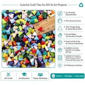 Nouveauté : Mosaïques <span class=keywords><strong>en</strong></span> verre recyclé de couleurs mélangées, mini triangules, pour artisanat et décoration artistique DIY - Product Image 2