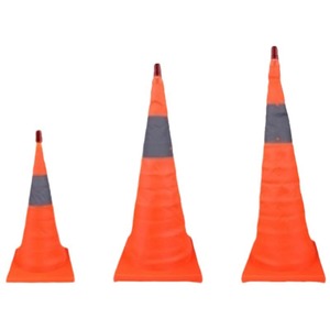 Telescopic LED <span class=keywords><strong>Light</strong></span> Road Cone có thể gập lại nhựa phản chiếu rào cản với nâng cơ chế cao su tráng an toàn Cone - Product Image 5