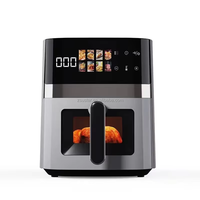 Friteuse à air électrique intelligente numérique 1500W de meilleure qualité sans huile et saine Fenêtre transparente de 5.5 litres neuve avec écran tactile