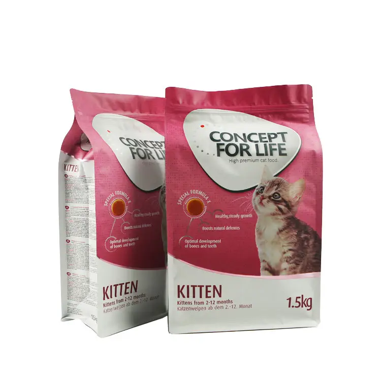 Litière pour chat en papier imprimé personnalisé 1kg 2kg 4kg 20kg sac de nourriture pour animaux de compagnie pour chat sac de papier d'emballage de friandise pour nourriture pour chien sacs à fermeture éclair