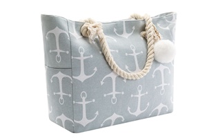 Grand <span class=keywords><strong>sac</strong></span> de plage en toile avec logo imprimé à rayures beiges, fourre-tout avec boule de cheveux pour femmes, vente en gros - Product Image 2