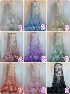 Terbaru manik-manik mawar merah muda dengan Ruffle gaun bunga Haute mewah gaun jala kain renda - Product Image 6