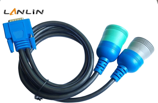 LANLIN Heavy Duty Truck Diagnostic Cable DB15 to J1939 9Pin Type2 J1708 6Pin Y Splitter Cable