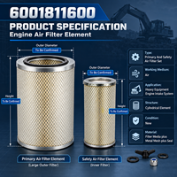 Komatsu 600-181-1600 Rakitan Filter Udara Mesin Efisiensi Tinggi untuk Sistem Asupan Udara Diesel Peralatan Berat