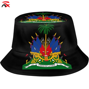 <strong>Cheap</strong> Price Outdoor Luxury Custom logo Polyester 58-60cm Haiti Country Flag Fisherman <strong>Bucket</strong> <strong>Hat</strong> All Over Print for Men's - Product Image 5