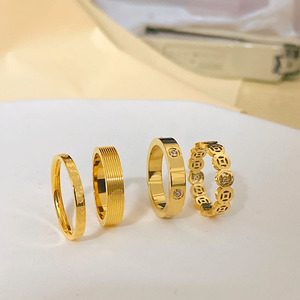 Anillos Delgados Modernos en Varios Estilos para Mujer |   Acero Inoxidable Chapado en Oro PVD de 18K |   Diseño Minimalista, Impermeable e Hipoalergénico - Product Image 6