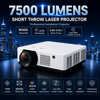 Projecteur laser 3LCD à courte focale de 7500 lumens avec résolution WUXGA, correction de l'objectif et correction de la géométrie