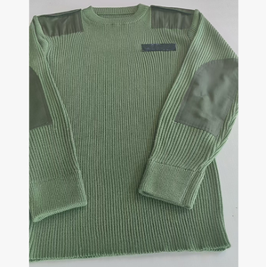 Pull tactique DF18 kaki à col en V, tricot côtelé, avec empiècements renforcés aux coudes et aux épaules, poche boutonnée sur la poitrine - Product Image 4