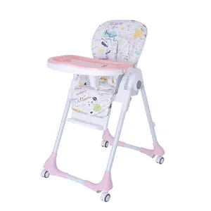 Aricare 간단한 저렴한 휴대용 핑크 동물 인쇄 패딩 어린이 식사 좌석 아기 소녀 먹이 높은 의자 안전 벨트