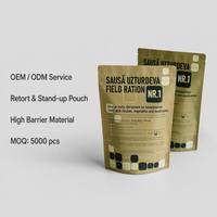 Pochette alimentaire de survie d'urgence, biodégradable, en PE, avec fermeture éclair, finition mate kaki, format long