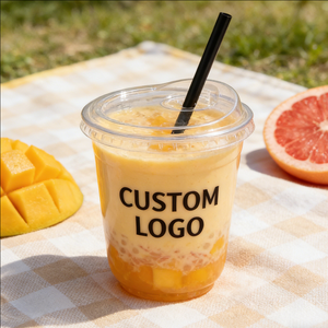 Gobelets à thé au lait Boba en plastique transparent avec logo personnalisé, 9 oz et 12 oz, avec paille - Product Image 4