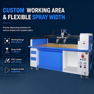 Machine de distribution de colle thermofusible bi-composant Pur AB semi-automatique à 3 axes pour le scellage de cadres de haut-parleurs de bureau en carton - Product Image 2