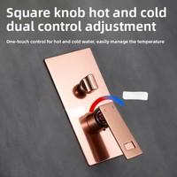 Ensemble de douche thermostatique chaud/froid EIOIOL en cuivre brossé, style minimaliste moderne, avec pommeau de douche carré effet pluie et robinet encastré