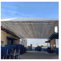 Carpa móvil grande para exteriores, impermeable, ajustable, con techo deslizante eléctrico, para actividades en sitios de construcción y logística.