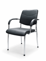Chaise de visiteur moderne en similicuir avec accoudoirs rembourrés, pieds chromés, pour bureau, réunion, conférence, réception, salle de formation