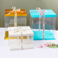 Boîtes de boulangerie transparentes pour gâteau noir, emballage alimentaire, décorations, vœux d'anniversaire avec rubans, Offre Spéciale