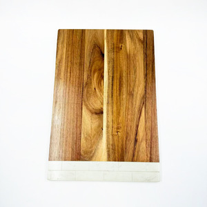 Planche à découper rectangulaire en bois d'acacia et marbre, double face, 45,7x30,5x1,5cm, pour aliments crus et cuits, fruits, pique-nique - Product Image 2