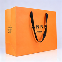 Sacs cadeaux en papier de haute qualité, personnalisés, pour boutiques de vêtements, design fantaisie, imprimé orange, pour magasins de détail