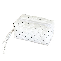 Pochette Mini Matelassée à Pois Personnalisable avec Logo – Légère, Zippée, Idéale pour Rouge à Lèvres, Cosmétiques et Petites Pièces