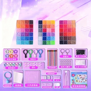 Kit de perles thermocollantes DIY 24, 48, 72 <span class=keywords><strong>couleurs</strong></span>, en vinyle, accessoires complets, écologique, rapport de <span class=keywords><strong>test</strong></span>, pour porte-clés et pendentifs DIY pour enfants - Product Image 2
