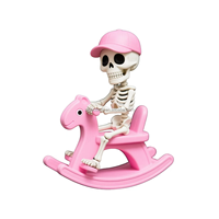 Nouvelle Sculpture Créative Cheval à Bascule Squelette Fantôme d'Halloween 3D avec Roue d'Équilibre, Réaliste et Personnalisable en Résine pour la Maison