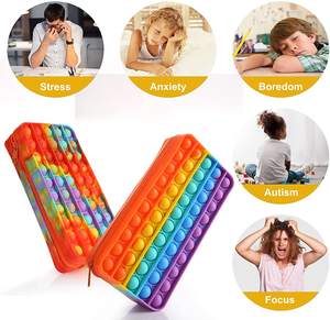 Pop It Federmäppchen Bubble Stiftbox Kinder Silikon Fidget Sensorik-Spielzeug Kosmetiktasche Große Kapazität Stressabbau Bürobedarf - Product Image 2
