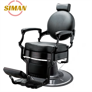 Sillón de Barbería Siman de Lujo Moderno, Estilo Europeo, Color Negro Completo, para Hombres y Uso en Salones de Belleza - Product Image 3