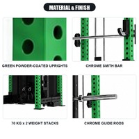 Matériel de musculation : Power Rack tout-en-un, Machine Smith, Stack de poids double 70 kg, Appareil d'entraînement fonctionnel, Machine Smith commerciale pour salle de sport