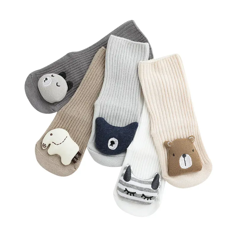 Youki Custom Logo Design Cotton Anti-Slip Newborn Cute 3D Animal Boy Girl Baby Socks