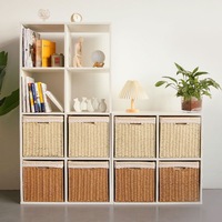 Panier de rangement carré pliant en rotin boîte utilitaire boîte de rangement jouet livre cadre de rangement salon panier ménager