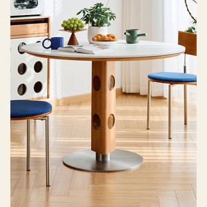<b>Round</b> Solid Wood <b>Dining</b> <b>Table</b> Cherry Wood Stable Framework Structure For <b>Dining</b> Room Home Use - Product Image 1