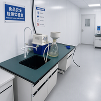 Évier de laboratoire avec plan de travail phénolique résistant aux produits chimiques, robinet en PP, conception démontable pour usage scolaire, hospitalier et en atelier