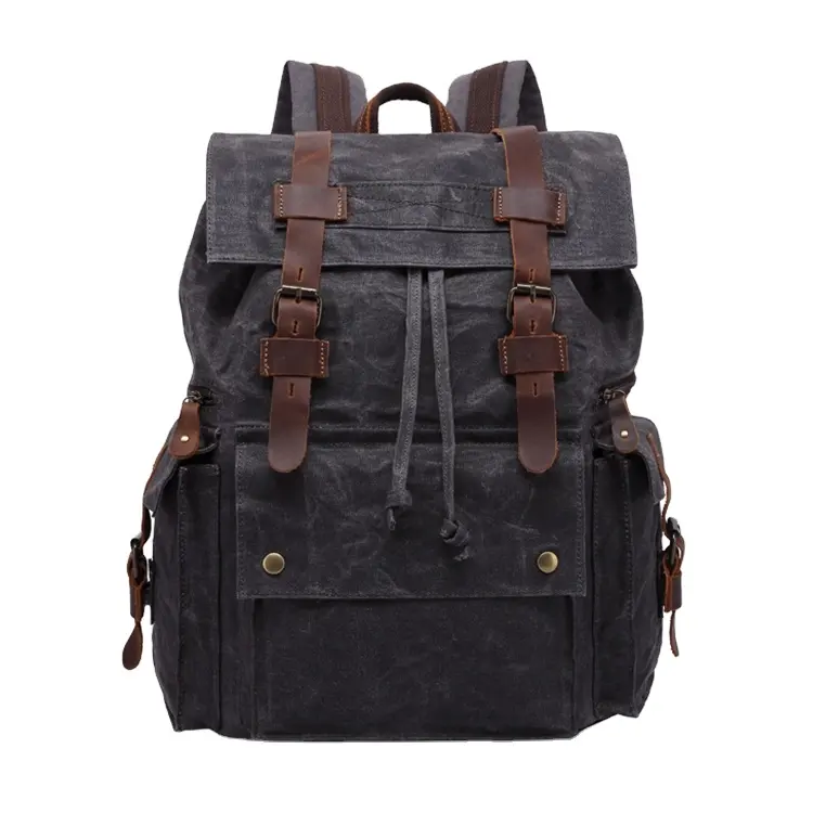China manufacturer hot sale canvas daypack utilitarian retro backpack waxed canvas backpack custom logo canvas backpack