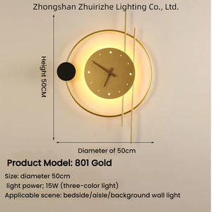 Với Vàng Sắt Đầu Giường Trong Nhà Phòng Khách Chiếu Sáng 220V Phòng Ngủ Treo Tường Nghệ Thuật Hiện Đại <span class=keywords><strong>LED</strong></span> Đồng Hồ Đèn Tường - Product Image 2