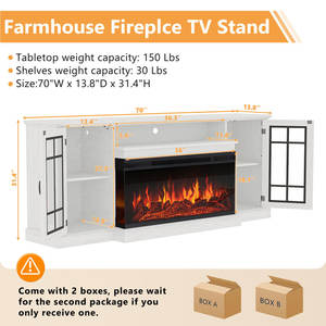 Soporte para TV con Chimenea, Función de Temporizador, Vidrio de 3 Lados, Llama Ajustable, Diseño Moderno LED, Mueble Duradero para Sala de Estar - Product Image 6