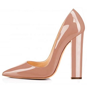 High Chunky Heels Women Pointy Toe <b>Shoes</b> Large Size 45 Basic Dress <b>Shoes</b> Leopard Patent Leather Wedding Party Pumps - Product Image 5
