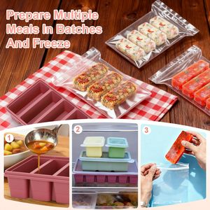 Ensemble de 6 bacs de congélation en silicone pour cubes de soupe, moules de congélation, contenants de congélation pour soupe avec couvercles - Product Image 5