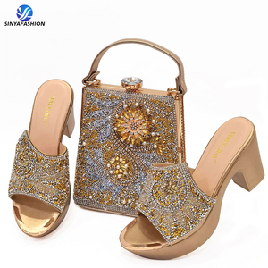 Belles dames nigérianes mariée chaussures à talons hauts et sacs 10 <span class=keywords><strong>cm</strong></span> sac en cristal intalien avec chaussures assorties pour la fête de mariage - Product Image 3