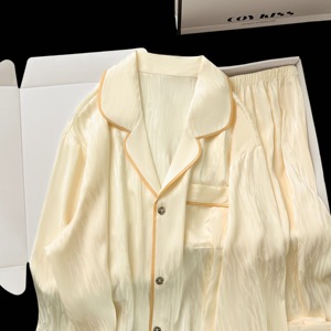 Indumenti da notte personalizzati da <span class=keywords><strong>uomo</strong></span> autunno e inverno di fascia alta Casual semplice per la casa Set di pigiami in raso - Product Image 3