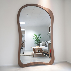 <span class=keywords><strong>Espejo</strong></span> Alto Irregular Inspirado en la Naturaleza con Marco de Madera Rústica y Contorno Natural para Decoración de Interiores de Cabañas - Product Image 4