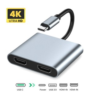 Base de Conexión 4 en 1 Tipo-C a Doble HDMI con USB 3.0, Carga Rápida PD, Expansión Multipantalla para Laptops, Macbook, Teléfono, <span class=keywords><strong>Tablet</strong></span> - Product Image 1