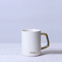 Tasse avec couvercle nordique noir et blanc, cuillère d'anniversaire en céramique, logo personnalisé, ensemble de tasse, boîte cadeau pour couple